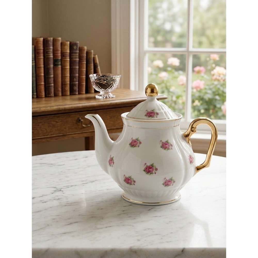 Nasco Minamiyama Seitosho Vintage Electric Teapot Pink Rose Gold Trim Japan